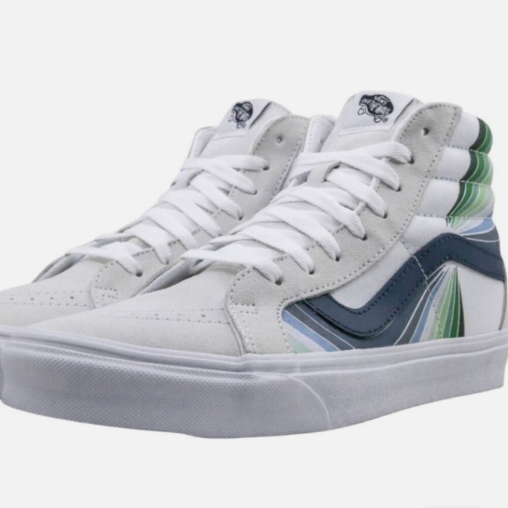 Vans SK8-Hi Reissue Refract True White and Green Sneaker Skateboard Shoe (Rare)